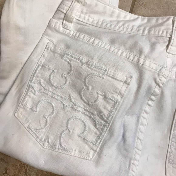 ▪️Tory Burch Cropped Slim Boot White Jeans - Picture 9 of 15
